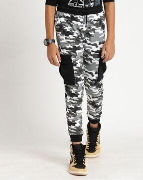 printed joggers with elasticated drawstring waist
