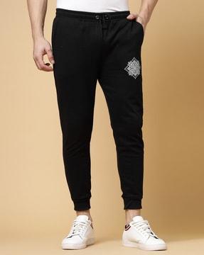 printed joggers with elasticated drawstring waist