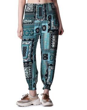 printed joggers with elasticated waist