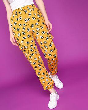 printed joggers with elasticated waist