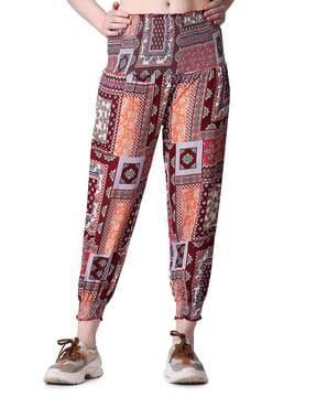 printed joggers with elasticated waist