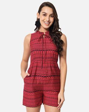 printed jumpsuit with side pockets