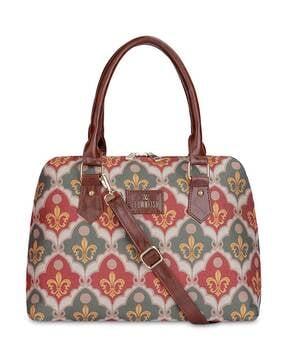 printed jute handbag with detachable strap