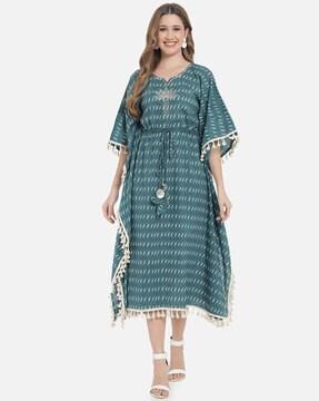 printed kaftan a-line dress