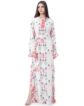 printed kaftan dress with belt