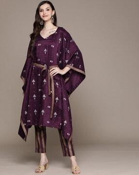 printed kaftan with pant set