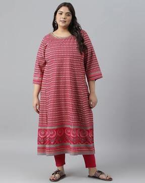 printed kalidar kurta with pants set