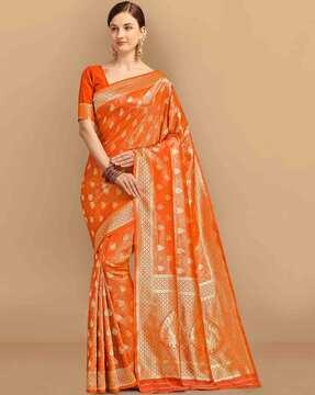 printed kanjeevaram saree with blouse piece