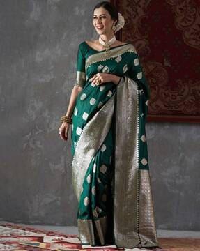 printed kanjeevaram saree with tassels