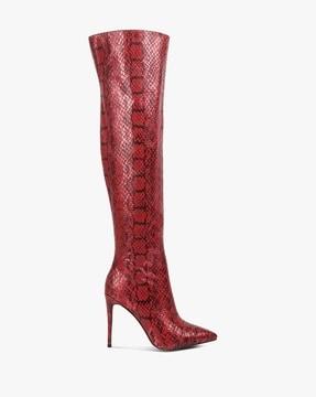 printed knee-length boots