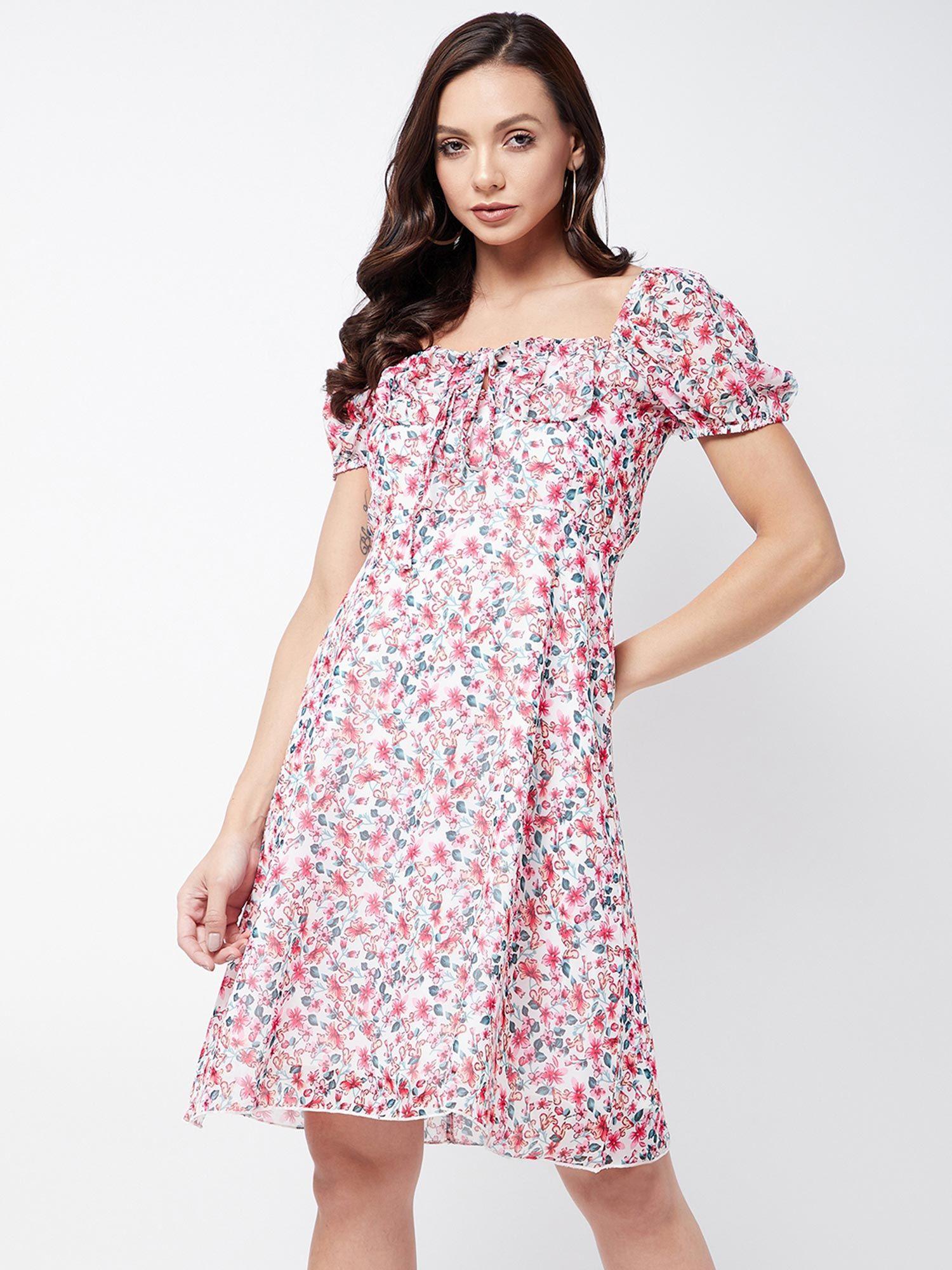 printed knee length dress