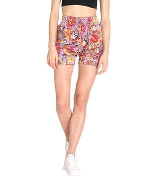 printed knit shorts with elasticated waist