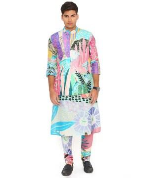 printed kurta & pants with jacket