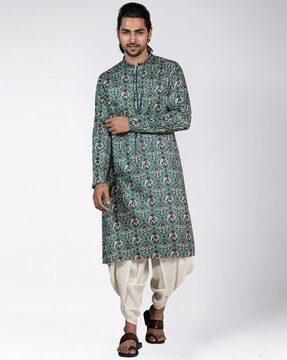 printed kurta mandarin-collar