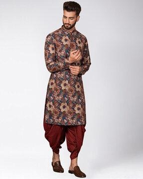 printed kurta mandarin-collar