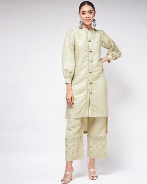 printed kurta with asymmetric hem