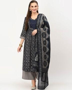 printed kurta with palazzo & dupatta