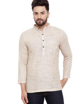 printed kurta with patch pocket