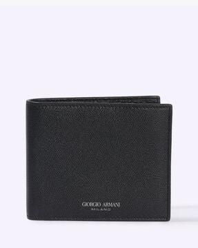 printed leather bi-fold wallet with front logo