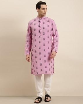 printed long kurta with insert pocket