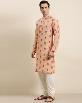 printed long kurta with insert pocket