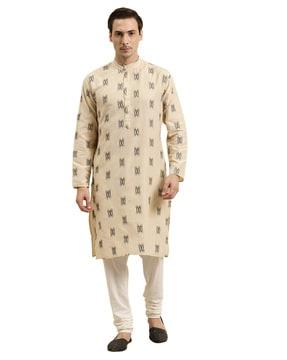 printed long kurta with insert pocket