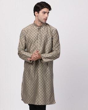 printed long kurta with insert pocket