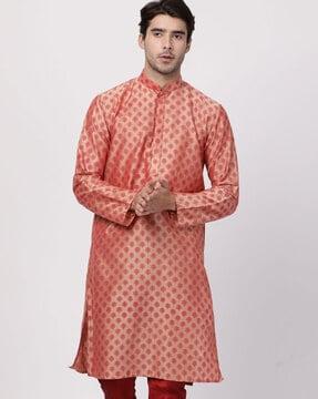 printed long kurta with insert pocket