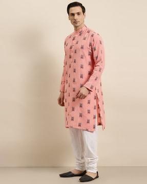 printed long kurta with insert pocket