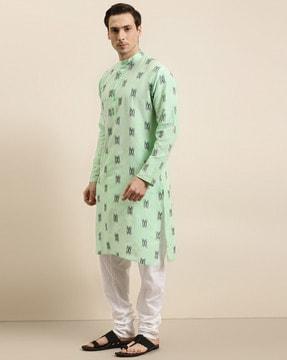 printed long kurta with insert pocket