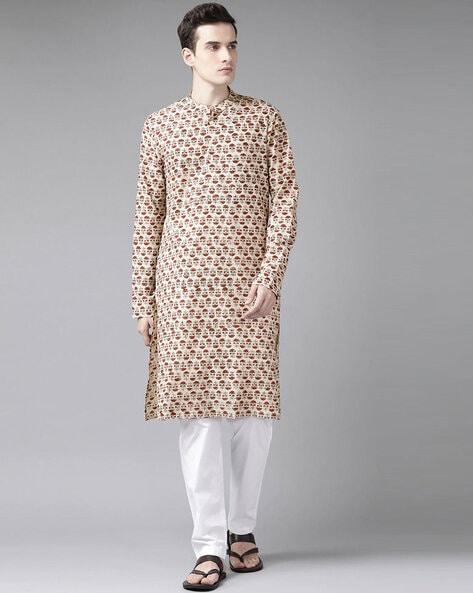 printed long kurta with patch pocket