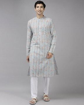 printed long kurta with patch pocket