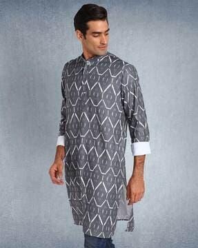 printed long-sleeve kurta