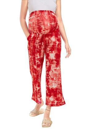 printed lycra regular fit women's pants - red