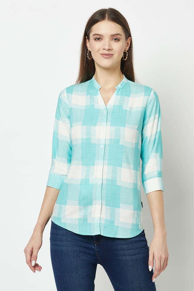 printed lyocell v neck womens shirt