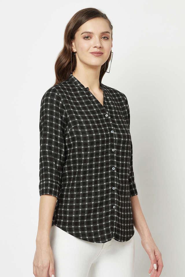 printed lyocell v neck womens shirt