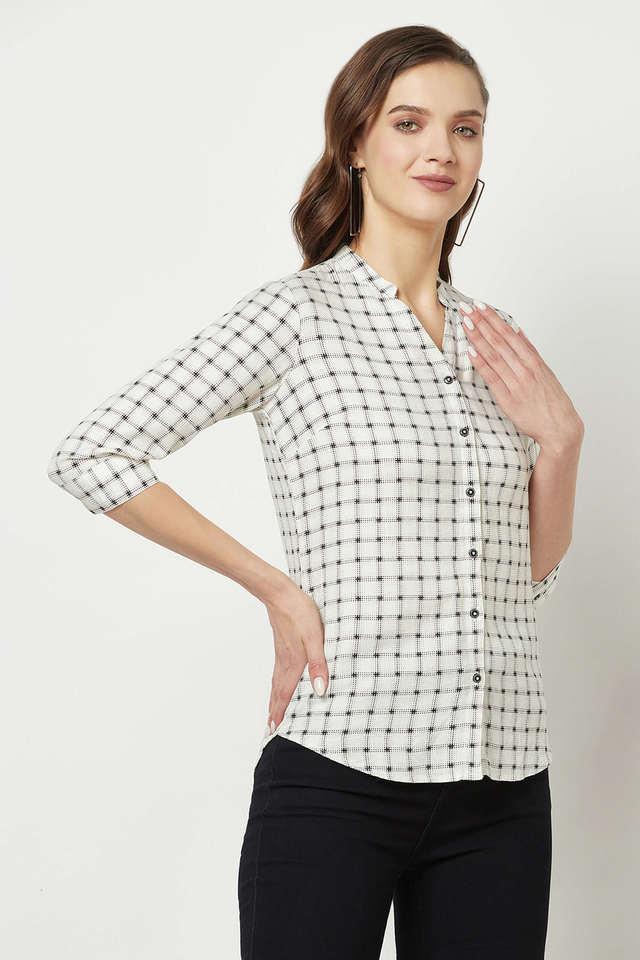 printed lyocell v neck womens shirt