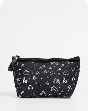 printed make-up pouch with zip closure