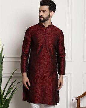 printed mandarin-collar kurta