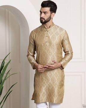 printed mandarin-collar kurta