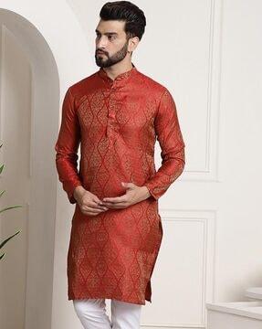 printed mandarin-collar kurta