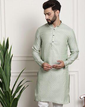 printed mandarin-collar kurta