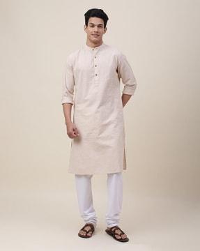 printed mandarin-collar long kurta