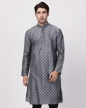 printed mandarin-neck kurta