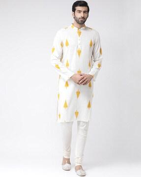 printed mandarin-neckline regular kurta