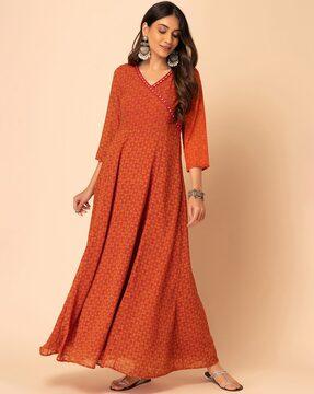 printed maxi angrakha kurta