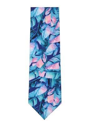 printed microfiber mens party wear necktie & pocket square gift set - blue