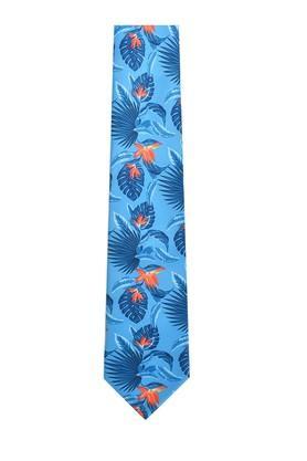 printed microfiber mens party wear necktie & pocket square gift set - blue