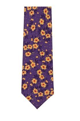 printed microfiber mens party wear necktie & pocket square gift set - purple