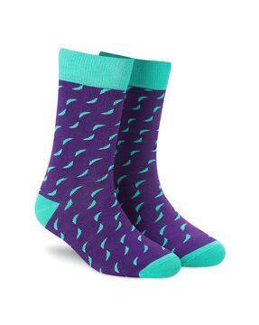 printed mid-calf length socks